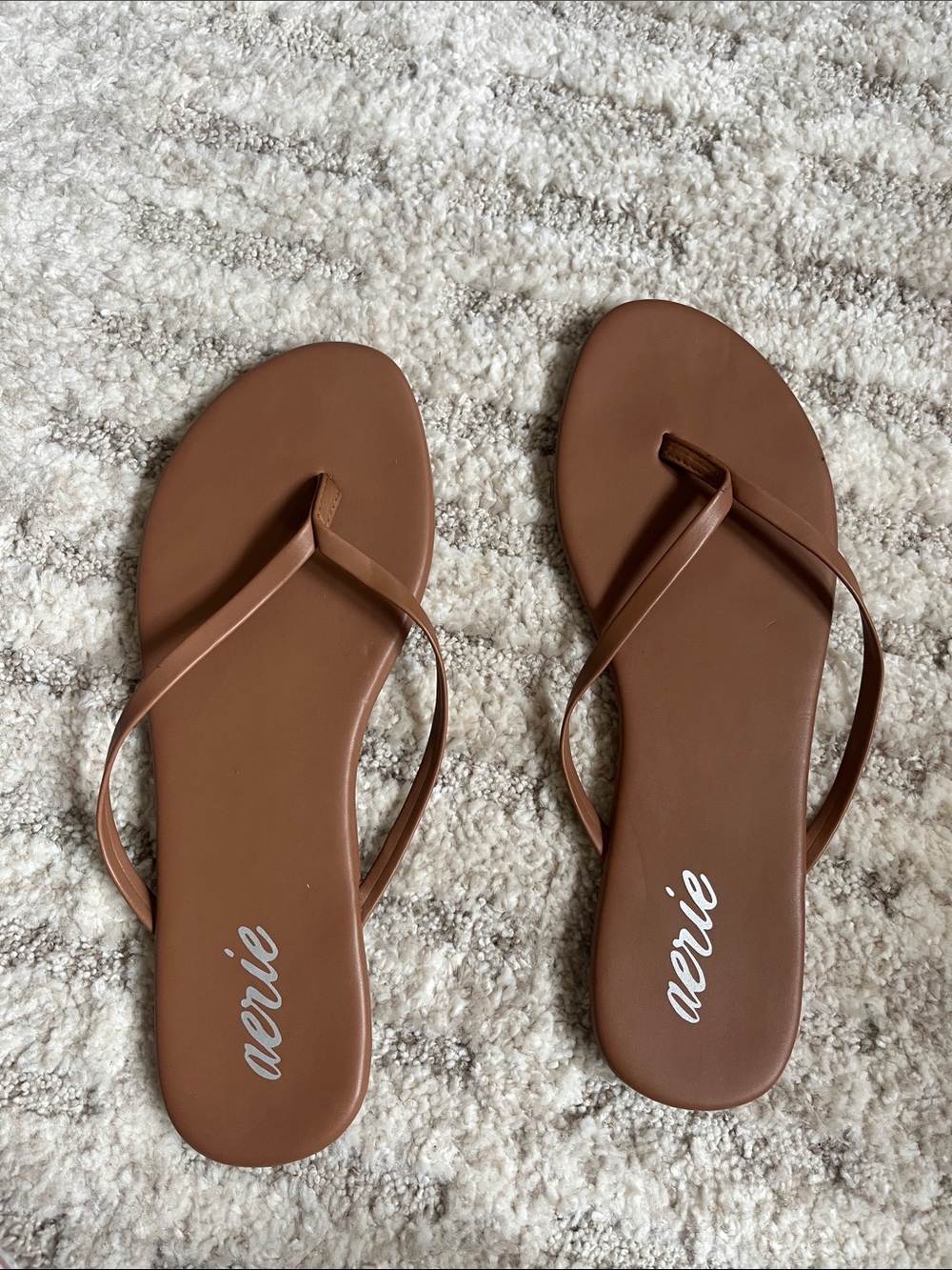 aerie Tan Toe-Loop Minimal Sandals